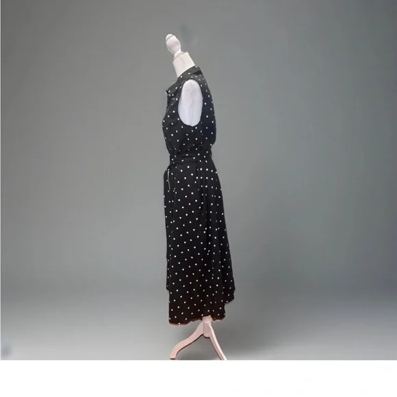 Tommy Hilfiger 100% Cotton Black and White Polka Dot Midi Dress - Picture 6 of 9